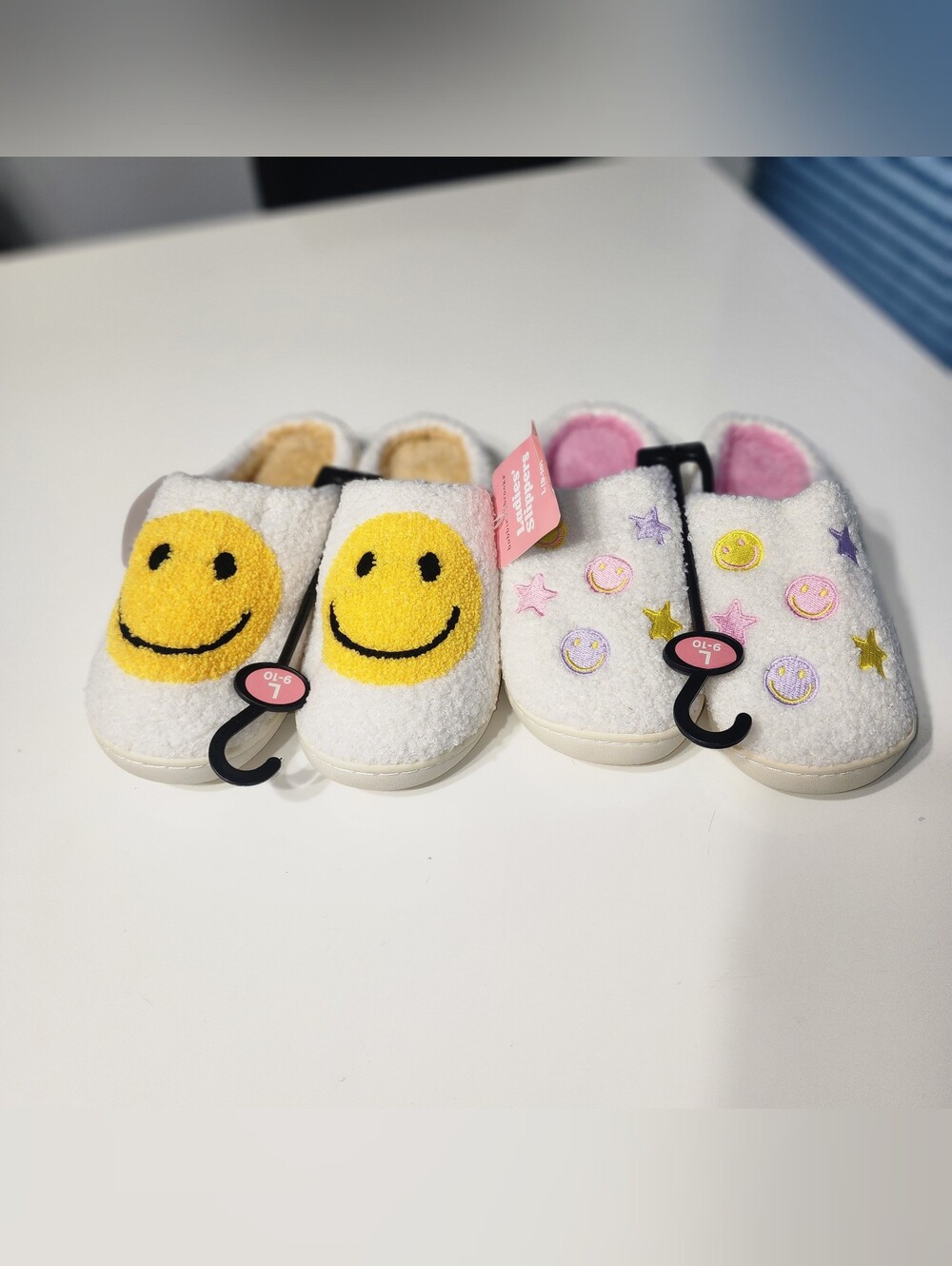 Bobbie Brooks White Fuzzy Slippers Size 9/10 (2 Pairs)